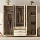 Wooden Wardrobe Armoires Closet 3 Drawers Storage Clothes Cabinet Organizer