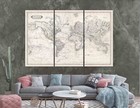 Old Vintage Map Of The World Canvas Or Poster Print Antique Historic Rare Atlas 