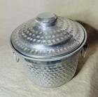 Hammered Aluminum Metal Ice Bucket W  Lid   Handle  Made In Italy Vintage retro