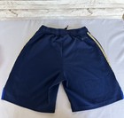 Adidas Aeroready Youth Shorts 13-14y Blue Gold Stripes Athletic