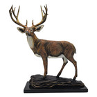 Large Bronze Deer Statue On Marble Base Equestrian Lodge D  cor 18 25  Tall