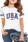 250 Anniversary Shirt For Girl 4th Of July Shirts American 7-8 Years White