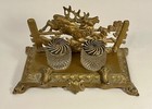 Antique Bradley   Hubbard B h Brass Stag Deer Hunting Hounds Inkwell  Model 7030