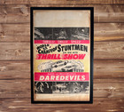 1960s Auto   Motorcycle Thrill Show Framed Poster  Original Daredevil Stunt Sign