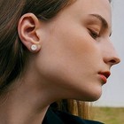 18k Gold Plated Cz Halo Stud Earrings 925 Sterling Silver For Women Men