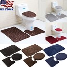 3pcs Bathroom Rug Set Shower Bath Mat Nonslip Pedestal Toilet Lid Cover Washable
