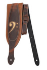 Wide Bass F Key Brown Leather Padded Strap   Vintage Style Heavy Duty Strap