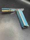 Vintage Blue Slag Glass   Pewter Kaleidoscope With Sliding Oil Glitter Wand
