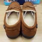 Isotoner Mens Moccasin Slippers Size 11 12 Tan Plush Lined Memory Foam Comfort
