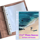 30-pack 5 x7  Photo Sleeves For A5 6-ring Binders And 3-ring Mini Binders  60 Po