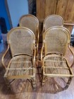 Htf Vintage Double Cane Back Rattan French Style Arm Chair Set Of 4 Very Nice 