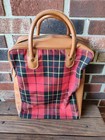  set Of 2  Vintage 1970 s Thermos Picnic Lunch Tote Red Plaid Bag