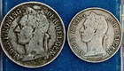Lot Of 2 1926 Belgian Congo Coins Albert I Dutch Text  1 Franc   50 Centimes