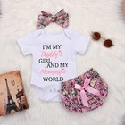 3pcs Newborn Baby Girl Clothing Outfits Set Top Shorts Bow Headband Bodysuit Set