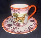 Anthropologie Golden Retriever Dog Portobello Floral Espresso Cup   Plate Set