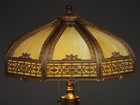 Beauty  C 1920s Art Nouveau 8 Panel Curved Caramel Slag Glass Lamp - 18  Shade