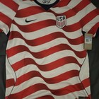 Nike Usa Men   s Soccer Jersey Dri-fit Size M White red Striped Shirt