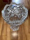 Vintage 12    Heavy Cut Crystal Vase     Starburst Pattern  Sawtooth Rim 3 12 Lbs