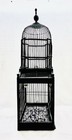 Vintage Hand Painted Black Wooden Bird Cage W removeable Tray Spring Hinge Door