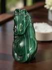 Hand Carved Malachite Lion Figurine Natural Green Stone Sculpture
