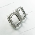 Pre Notched S925 Sterling Silver Earrings Dangle Setting Cushion 4 Prong Mount