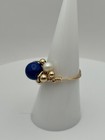 Handmade Wire Wrapped Lapis And Freshwater Pearls Ring In 14k Gold Fill