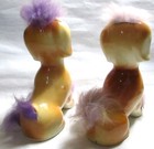2 Vintage 1950s Dog Figurines With Purple Fur  Mid Century Modern  Japan 5 