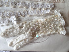Antique Vintage Beautiful Lace Lot Sequined Glove Crochet Pearls Lot