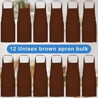 12 Pack Bib Apronbrown Aprons Bulkunisex Plain Aprons With 2 Pocketsblank Apr   
