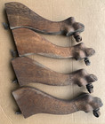 Antique Salvaged Carved Wood Claw Footed Table Legs Brown On Wheels Set Of 4
