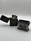 1997 Vintage Camel Zippo Lighter Midnight Chrome Finish Tabletop Set