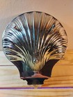 Vintage Chrome Hollywood Regency Shell Footed Trinket Dish 8  X 7  Mcm