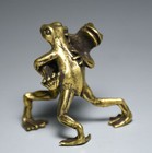 4cm Rare Old China Brass Feng Shui Kungfu Frog Wrestling Statue Sculpture