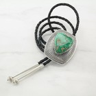 Native American Green Variscite turquoise  Sterling Silver Bolo Tie Necklace