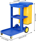 Commercial Janitorial Cart 3 Shelf  Housekeeping Janitor Cleaning Cart  200 Lbs 