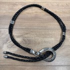 Vintage 90 s Western Black Braided Leather Double Tie Buckle Belt