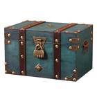Vintage Wooden Treasure Chest Box With Lock Small Rectangle Antique Wood Green