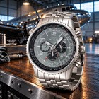 Invicta Aviator Vorticity Men s 49 5mm Steel Gray Chronograph Watch 48225 Nib