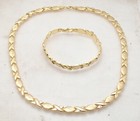 Diamond Cut Hugs Kisses Xox Bracelet Necklace Set 10k Yellow Gold Plated Silver 