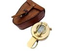 Antique Military Compass With Leather Pouch Navigational Marine Brass Gifts