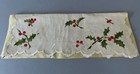 Antique Cream Linen Gloves Holder Hand Embroidered Society Silk Holly   Berries
