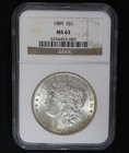 1889 Morgan Silver Dollar Graded Ngc Ms63 Rainbow Color Toned Certified Coin 