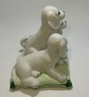 Vintage White Spaniel Puppies dogs Porcelain Ceramic Statue - Italy
