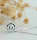 1ct Round Bezel Set Lab Created Solitaire Diamond Pendant 14k White Gold Plated