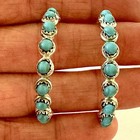 Turquoise Hoop Native American Earrings 1 5 In 925 Sterling Silver Zuni Usa