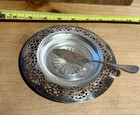 Wm Rogers Silverplate Dish Glass Insert With Butter Knife Original Box Nice 