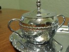 Vintage Irvinware Chrome Creamer And Sugar Bowl Set With Matching Tray