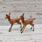 2 vintage Plastic Deer Spotted Fawns Hollow Lightweight 3  Christmas Decor Lot 2