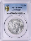 New Zealand  1940 George Vi Half Crown  1 2 Crown  Pcgs Ms 64 