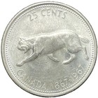 1967 Canada 25 Cents Centennial Bobcat Quarter 80  Silver Canadian Coin Au